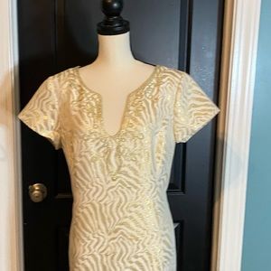 NWOT SIZE 14 Lilly Pulitzer cream and gold dress